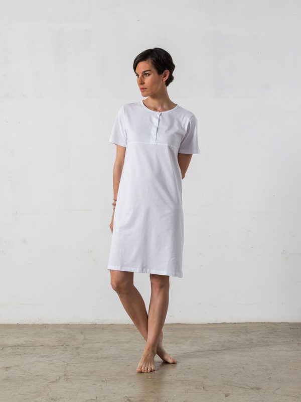 Nightgown, rounded-collar, short sleeves - Oncohelp
