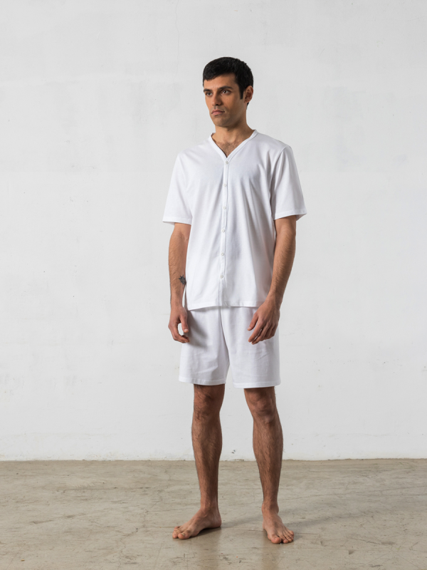 Pijama corto de 2 piezas, cuello pico – Oncohelp