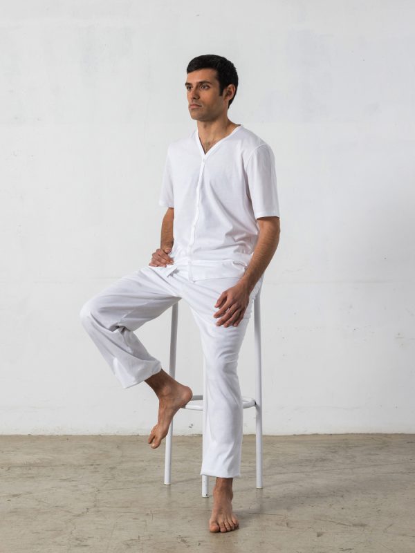 2- piece long pyjama, Short-sleeved V-neck T-shirt - Oncohelp