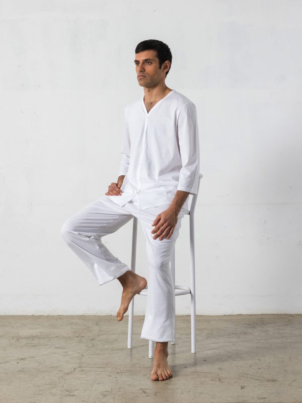 2- piece long pyjama, 3/4-sleeved, V-neck T-shirt - Oncohelp